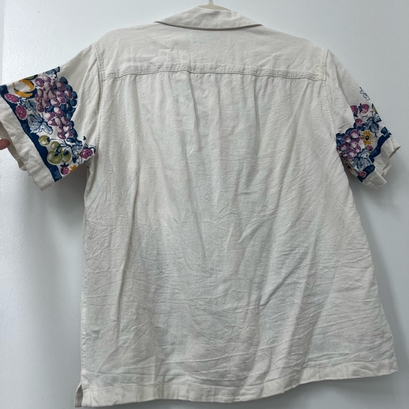 Summer Linen Blend Collared Button Up with Fruit Pattern - Picture 3 of 4